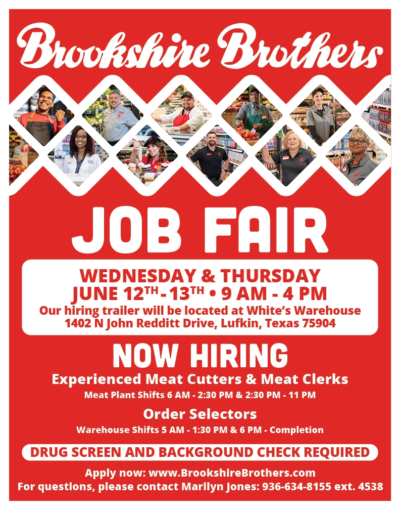 Brookshire Brothers Job Fair June 12 and 13 2024