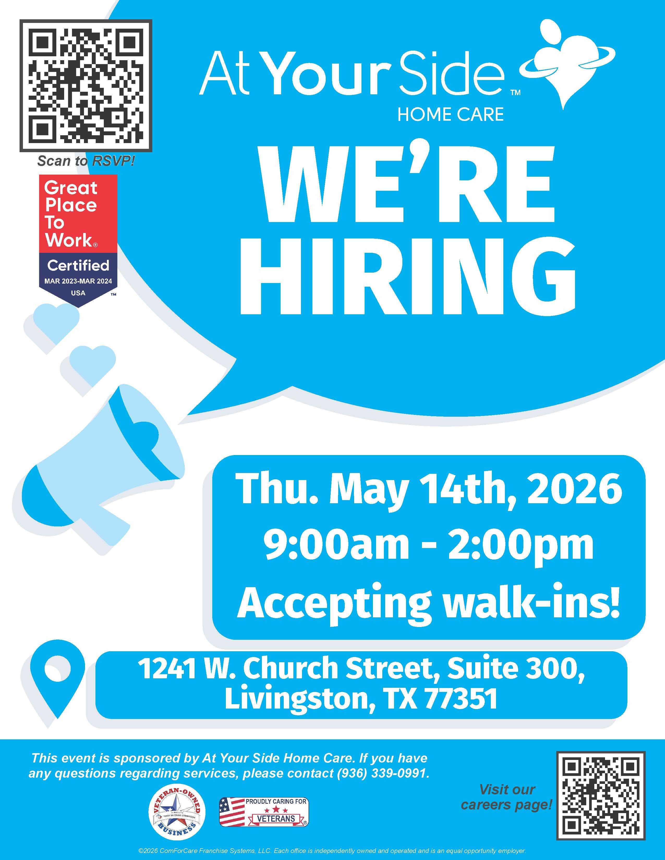 May 14th hiring event in Livingston Tx Monica Peters Clark